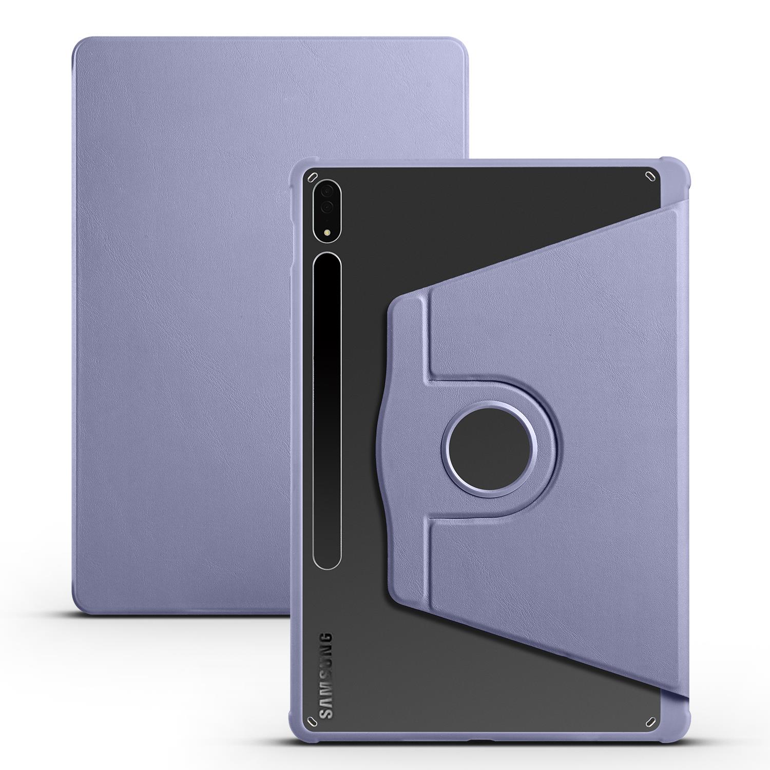 Galaxy Tab S7 Plus 12.4'' uyumlu Kılıf Kalem Bölmeli Yatay Dikey Standlı 360 Dönebilen Akıllı Kapak Levander Gray