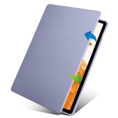 Galaxy Tab S7 Plus 12.4'' uyumlu Kılıf Kalem Bölmeli Yatay Dikey Standlı 360 Dönebilen Akıllı Kapak Levander Gray