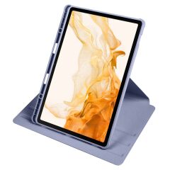 Galaxy Tab S7 Plus 12.4'' uyumlu Kılıf Kalem Bölmeli Yatay Dikey Standlı 360 Dönebilen Akıllı Kapak Levander Gray