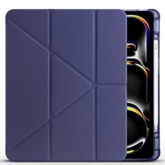 iPad Pro 13 M4 uyumlu Kılıf Kalem Bölmeli Tri Folding Standlı Arkası Silikon Uyku Modlu Lacivert