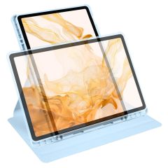 Galaxy Tab S7 Plus 12.4'' uyumlu Kılıf Kalem Bölmeli Yatay Dikey Standlı 360 Dönebilen Akıllı Kapak Mavi