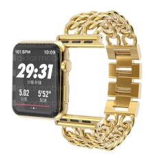 Apple Watch 8 45 mm uyumlu Zincirli Metal Kordon Zincir Tasarım Kayış Gold