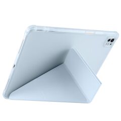 iPad Pro 13 M4 uyumlu Kılıf Kalem Bölmeli Tri Folding Standlı Arkası Silikon Uyku Modlu Mavi