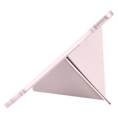 iPad Pro 13 M4 uyumlu Kılıf Kalem Bölmeli Tri Folding Standlı Arkası Silikon Uyku Modlu Rose Gold