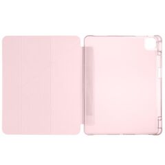 iPad Pro 13 M4 uyumlu Kılıf Kalem Bölmeli Tri Folding Standlı Arkası Silikon Uyku Modlu Rose Gold