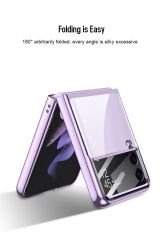 Samsung Galaxy Z Flip 4 uyumlu Kılıf Kamera Lens Korumalı Kapak Tam Uyumlu Electroplate Metalik Renk