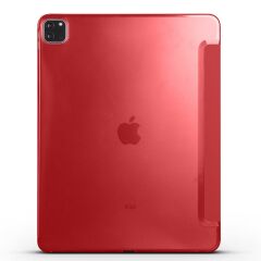 iPad Pro 12.9 5. Nesil 2021 M1 uyumlu Kılıf Flip Akıllı Kapak Standlı Smart Cover Uyku Modlu Kırmızı