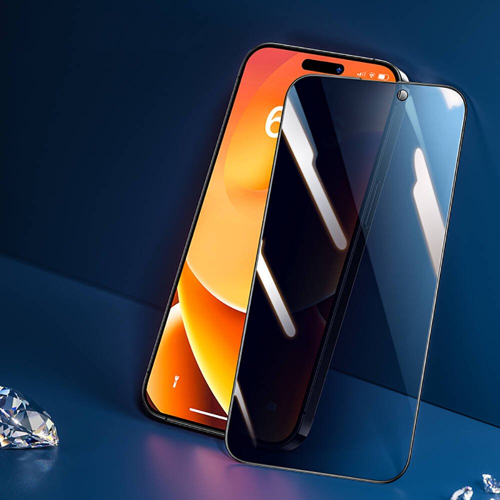 Apple iPhone 14 Pro Hidrofobik Ve Oleofobik Özellikli Benks Privacy Air Shield Ekran Koruyucu 10'lu Paket Şeffaf