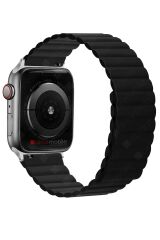 Apple Watch 10 42 mm uyumlu Magnetik Silikon Kordon Çift Renkli Mıknatıslı Premium Kayış Siyah
