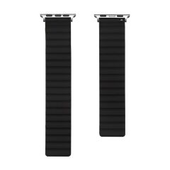 Apple Watch 10 42 mm uyumlu Magnetik Silikon Kordon Çift Renkli Mıknatıslı Premium Kayış Siyah