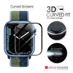 Apple Watch 9 45 mm uyumlu Ekran Koruyucu 3D Tam Kapatan Kavisli PPMA Nano Cam