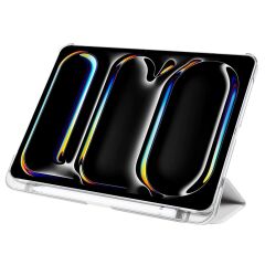iPad Pro 11 2. 3. 4. Nesil uyumlu Kapaklı Kılıf Kalem Bölmeli Standlı Smart Akıllı Kapak Uyku Modlu Gri