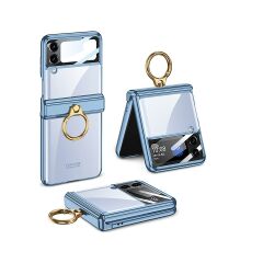 Samsung Galaxy Z Flip 4 uyumlu Yüzüklü Kılıf Kamera Korumalı Kapak Premium Electroplate Metalik