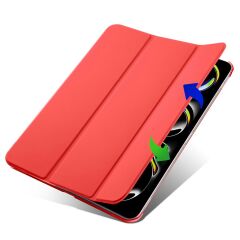 iPad Pro 11 2. 3. 4. Nesil uyumlu Kapaklı Kılıf Kalem Bölmeli Standlı Smart Akıllı Kapak Uyku Modlu Kırmızı