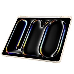 iPad Air 13 M2 / M3 uyumlu Kılıf Kalem Bölmeli Tri Folding Standlı Arkası Silikon Uyku Modlu Gold