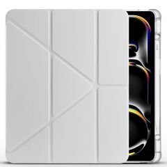 iPad Air 13 M2 / M3 uyumlu Kılıf Kalem Bölmeli Tri Folding Standlı Arkası Silikon Uyku Modlu Gri