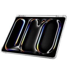 iPad Air 13 M2 / M3 uyumlu Kılıf Kalem Bölmeli Tri Folding Standlı Arkası Silikon Uyku Modlu Gri