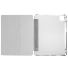 iPad Air 13 M2 / M3 uyumlu Kılıf Kalem Bölmeli Tri Folding Standlı Arkası Silikon Uyku Modlu Gri