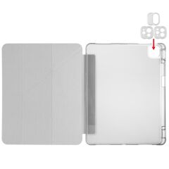 iPad Air 13 M2 / M3 uyumlu Kılıf Kalem Bölmeli Tri Folding Standlı Arkası Silikon Uyku Modlu Gri