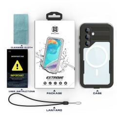 Samsung Galaxy S24 uyumlu Su Geçirmez Kılıf MagSafe IP68 Waterproof Anti Shock Anti Dust Kapak