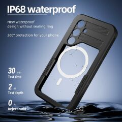 Samsung Galaxy S24 uyumlu Su Geçirmez Kılıf MagSafe IP68 Waterproof Anti Shock Anti Dust Kapak