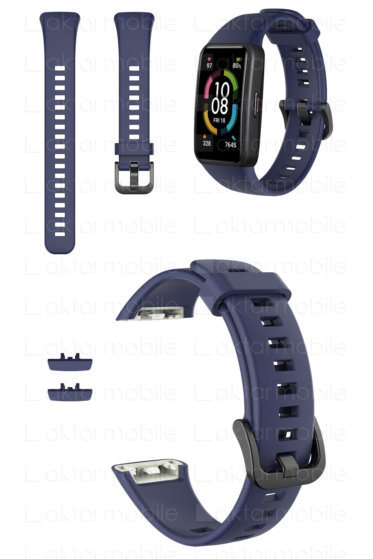 Huawei Band 6 Silikon Kordon Premium Spor Kayış - Tam Uyumlu Pim Tasarımı - 14 Renk Lacivert