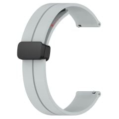 Amazfit GTS 2 / GTS 2e Silikon Kordon Magnetik D Tokalı Spor Kayış Mıknatıslı Toka Gri