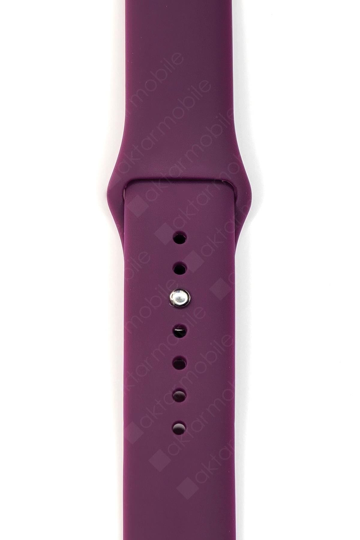 Samsung Galaxy Watch 3 41 mm Uyumlu Silikon Kordon Premium Spor Kayış Jel Silikon Spor Kordon Mor