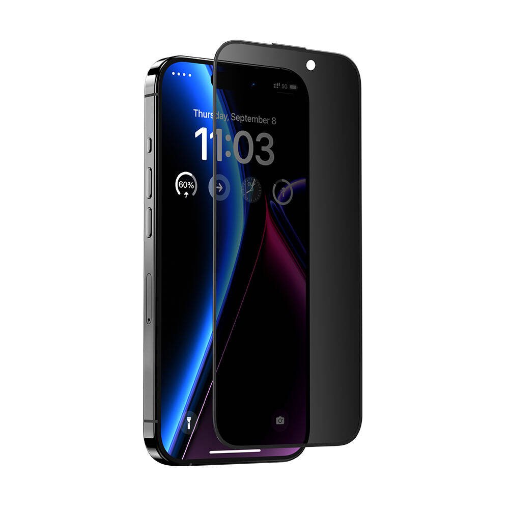 Apple iPhone 15 Pro Hidrofobik Ve Oleofobik Özellikli Benks Privacy Air Shield Ekran Koruyucu 10'lu Paket Şeffaf