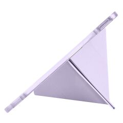 iPad Air 13 M2 / M3 uyumlu Kılıf Kalem Bölmeli Tri Folding Standlı Arkası Silikon Uyku Modlu Lila