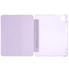 iPad Air 13 M2 / M3 uyumlu Kılıf Kalem Bölmeli Tri Folding Standlı Arkası Silikon Uyku Modlu Lila