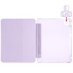 iPad Air 13 M2 / M3 uyumlu Kılıf Kalem Bölmeli Tri Folding Standlı Arkası Silikon Uyku Modlu Lila