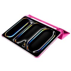 iPad Pro 11 2. 3. 4. Nesil uyumlu Kapaklı Kılıf Kalem Bölmeli Standlı Smart Akıllı Kapak Uyku Modlu Koyu Pembe