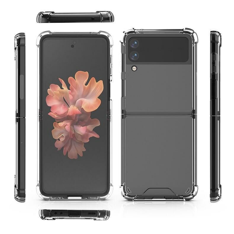 Samsung Galaxy Z Flip 3 uyumlu Şeffaf Kılıf Anti Shock Darbe Emici Silikon Kapak Esnek TPU