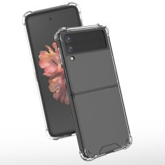 Samsung Galaxy Z Flip 3 uyumlu Şeffaf Kılıf Anti Shock Darbe Emici Silikon Kapak Esnek TPU