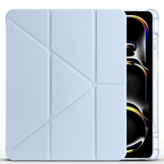iPad Air 13 M2 / M3 uyumlu Kılıf Kalem Bölmeli Tri Folding Standlı Arkası Silikon Uyku Modlu Mavi