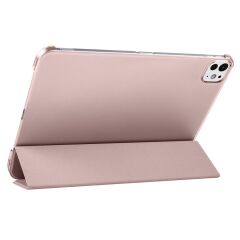 iPad Pro 11 2. 3. 4. Nesil uyumlu Kapaklı Kılıf Kalem Bölmeli Standlı Smart Akıllı Kapak Uyku Modlu Rose Gold