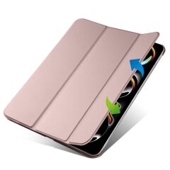 iPad Pro 11 2. 3. 4. Nesil uyumlu Kapaklı Kılıf Kalem Bölmeli Standlı Smart Akıllı Kapak Uyku Modlu Rose Gold