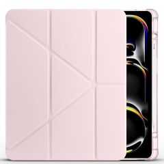 iPad Air 13 M2 / M3 uyumlu Kılıf Kalem Bölmeli Tri Folding Standlı Arkası Silikon Uyku Modlu Rose Gold