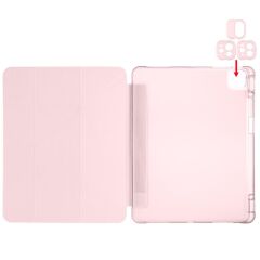 iPad Air 13 M2 / M3 uyumlu Kılıf Kalem Bölmeli Tri Folding Standlı Arkası Silikon Uyku Modlu Rose Gold
