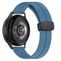 Samsung Galaxy Watch 3 41 mm Silikon Kordon Magnetik D Tokalı Spor Kayış Mıknatıslı Toka Mavi