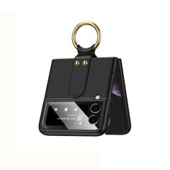 Samsung Galaxy Z Flip 3 Yüzüklü Kılıf Premium Kapak Ultra İnce Mat Tasarım Tam Uyumlu Siyah