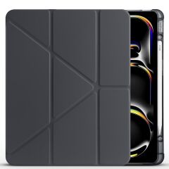 iPad Air 13 M2 / M3 uyumlu Kılıf Kalem Bölmeli Tri Folding Standlı Arkası Silikon Uyku Modlu Siyah