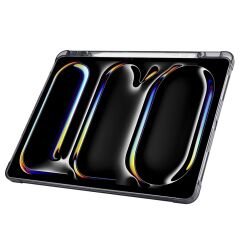 iPad Air 13 M2 / M3 uyumlu Kılıf Kalem Bölmeli Tri Folding Standlı Arkası Silikon Uyku Modlu Siyah