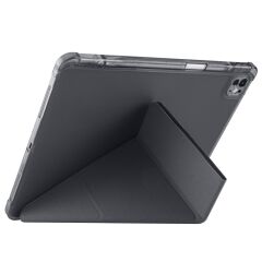 iPad Air 13 M2 / M3 uyumlu Kılıf Kalem Bölmeli Tri Folding Standlı Arkası Silikon Uyku Modlu Siyah