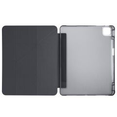 iPad Air 13 M2 / M3 uyumlu Kılıf Kalem Bölmeli Tri Folding Standlı Arkası Silikon Uyku Modlu Siyah