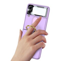 Samsung Galaxy Z Flip 3 Yüzüklü Kılıf Premium Kapak Ultra İnce Mat Tasarım Tam Uyumlu Mor