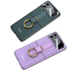 Samsung Galaxy Z Flip 3 Yüzüklü Kılıf Premium Kapak Ultra İnce Mat Tasarım Tam Uyumlu Mor
