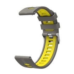 Huawei Watch GT 3 SE 46 mm Uyumlu Silikon Kordon Çizgili Spor Tasarım Renkli Delikli Spor Kayış Yeşil - Siyah