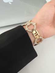 Apple Watch 10 42 mm uyumlu Metal Kordon Şık Taşlı Tasarım Luxury Style Kayış Gold